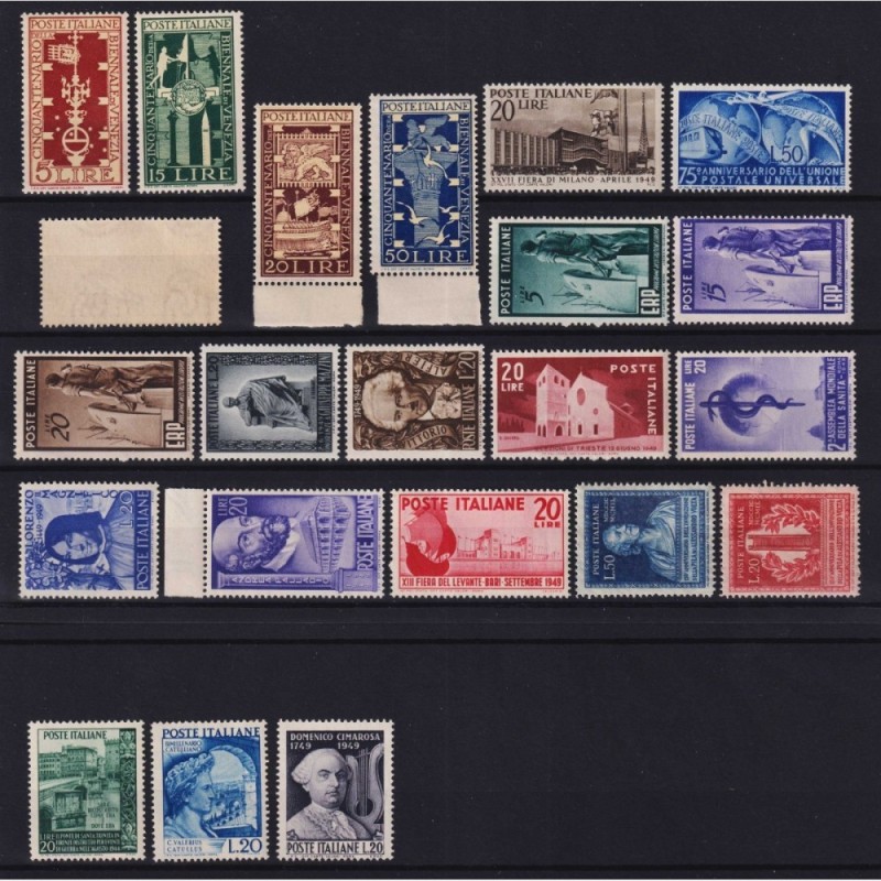 REPUBBLICA 1949 ANNATA COMPLETA 22 V. G.I MNH** CERT.  | Filatelia ...