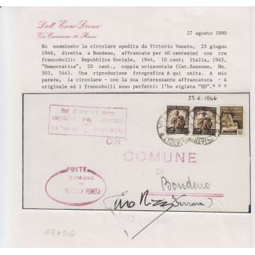 REPUBBLICA SOCIALE 1944-45 N.503 RARO USO TARDIVO CON DEMOCRATICA S...