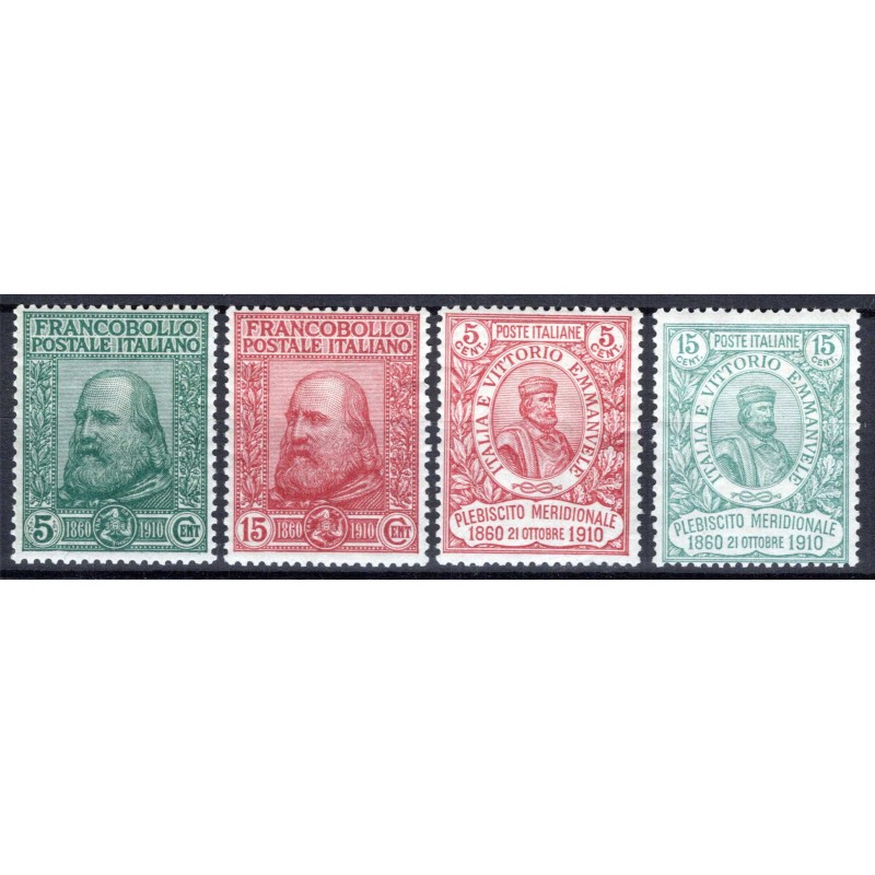 REGNO D'ITALIA 1910 RISORGIMENTO GARIBALDI 4 V. G.I MNH** CERT.  | ...