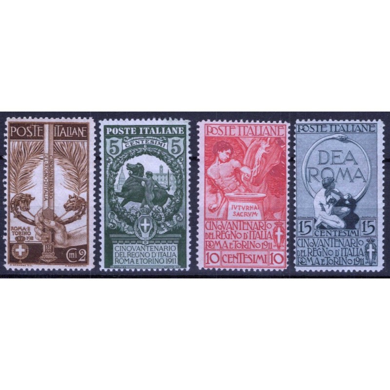 REGNO D'ITALIA 1911 CINQUANTENARIO UNITA' D'ITALIA 4 V. G.I MNH**  ...