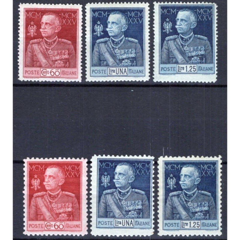 REGNO D'ITALIA 1925-26 GIUBILEO DEL RE 6 V. N.186-191 G.I MNH**  | ...