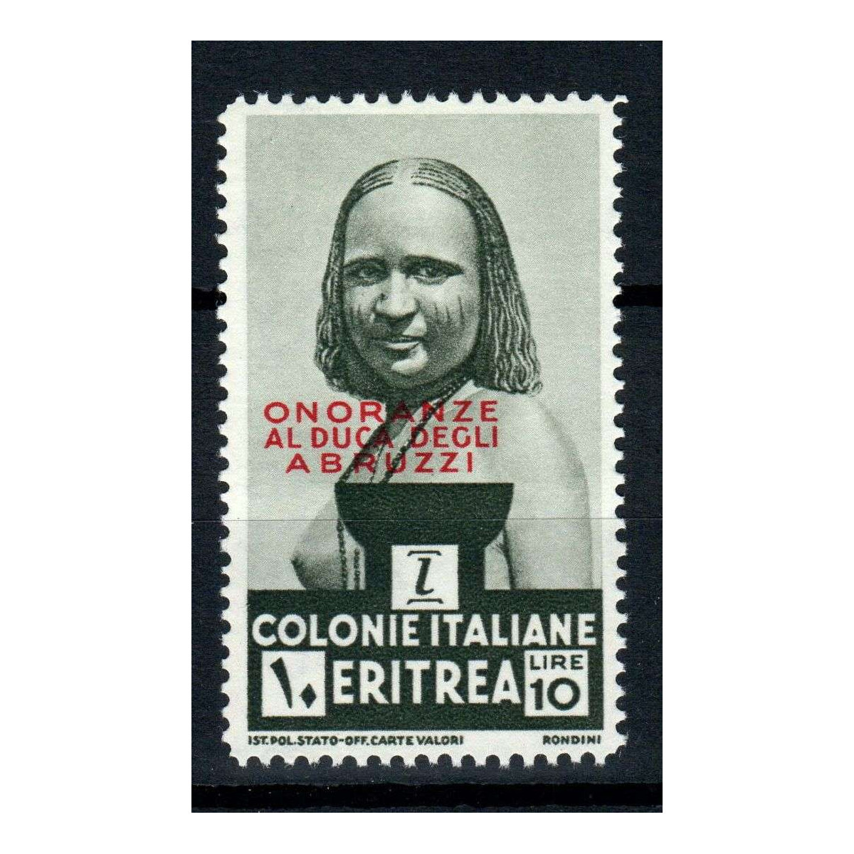 COLONIE ERITREA 1934 ONORANZE AL DUCA DEGLI ABRUZZI 10 LIRE G.I MNH... COLONIE ERITREA 1934 ONORANZE AL DUCA DEGLI ABRUZZI 10 LIRE G.I MNH...