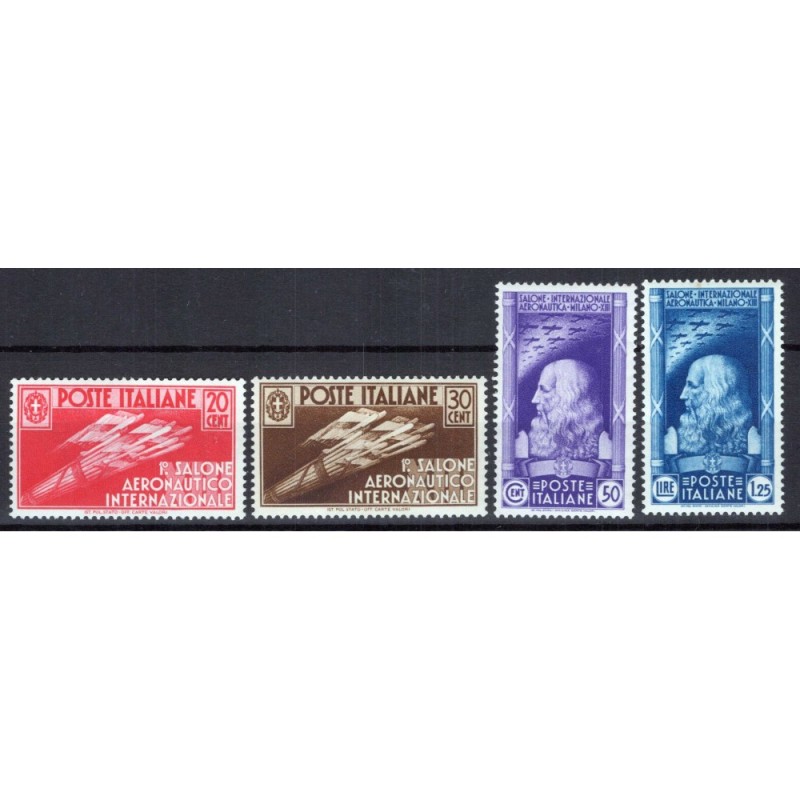 REGNO D'ITALIA 1935 SALONE AEREONAUTICO 4 V. G.I MNH** CERT.  | Fil...