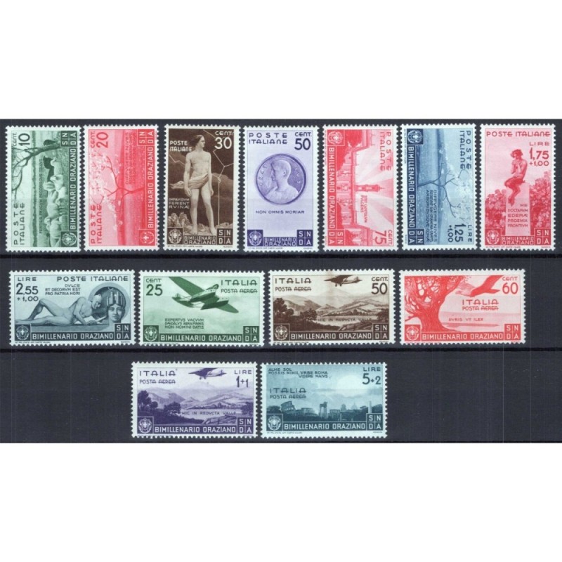 REGNO D'ITALIA 1936 BIMILLENARIO ORAZIO 13 V. G.I MNH** CERT.  | Fi...