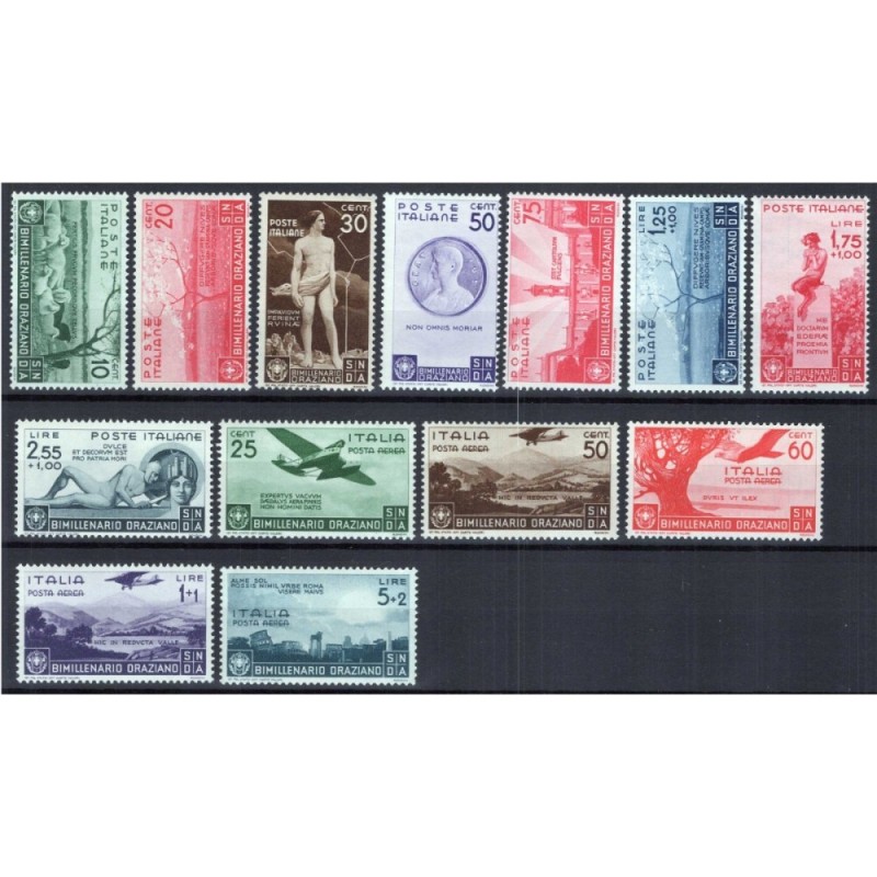 REGNO D'ITALIA 1936 BIMILLENARIO ORAZIO 13 V. G.I MNH** CERT.  | Fi...