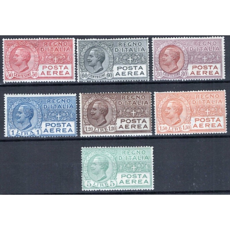 REGNO D'ITALIA 1926-28 POSTA AEREA SERIE COMPLETA 7 V. G.I MNH** / ...