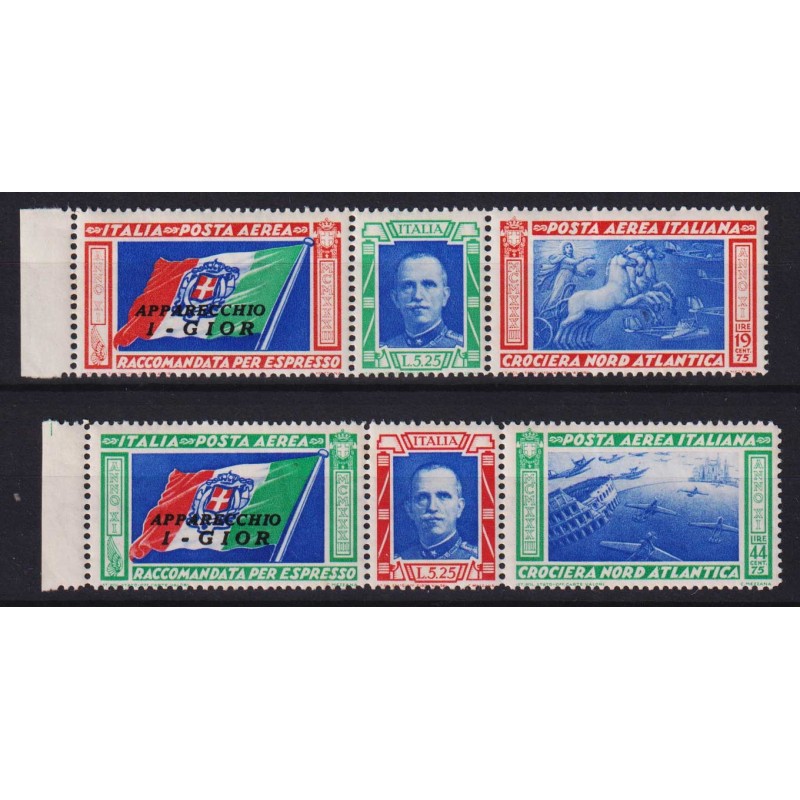REGNO 1933 TRITTICI CROCIERA NORD ATLANTICA I – GIOR 2 V. G.I MNH**...