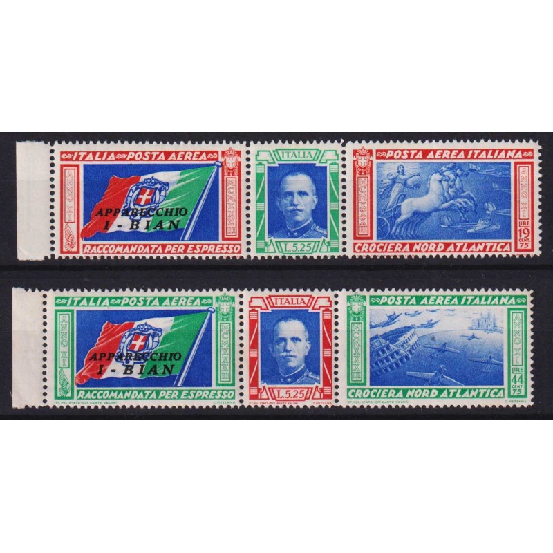 REGNO 1933 TRITTICI CROCIERA NORD ATLANTICA I – BIAN 2 V. G.I MNH**...