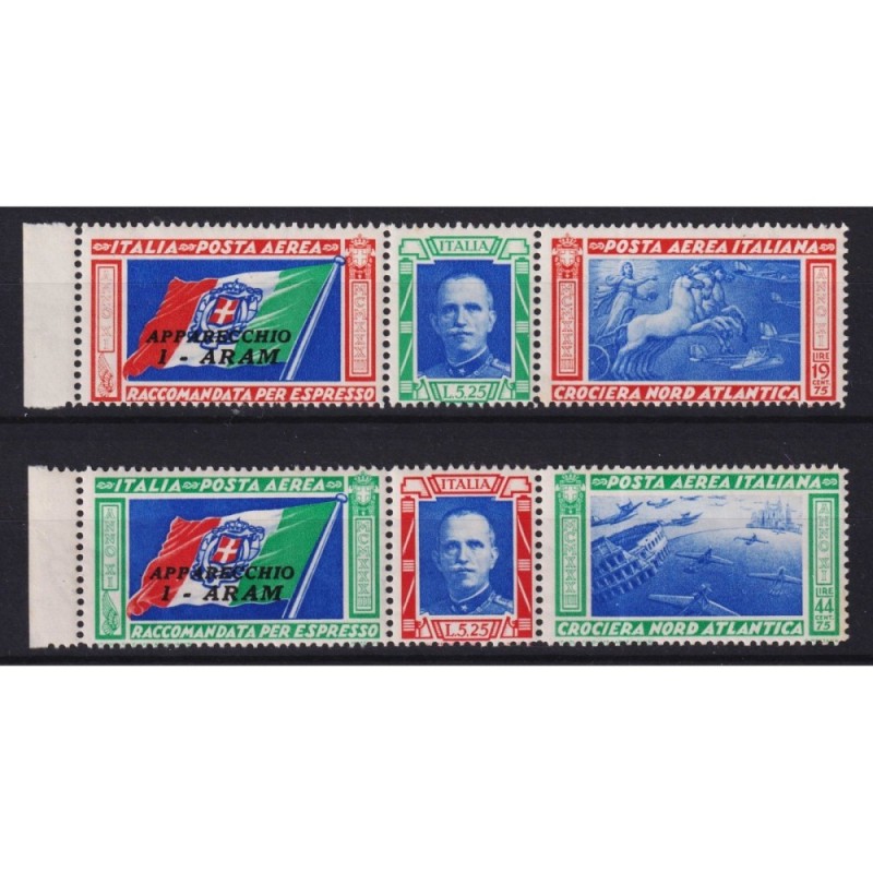 REGNO 1933 TRITTICI CROCIERA NORD ATLANTICA I – ARAM 2 V. G.I MNH**...
