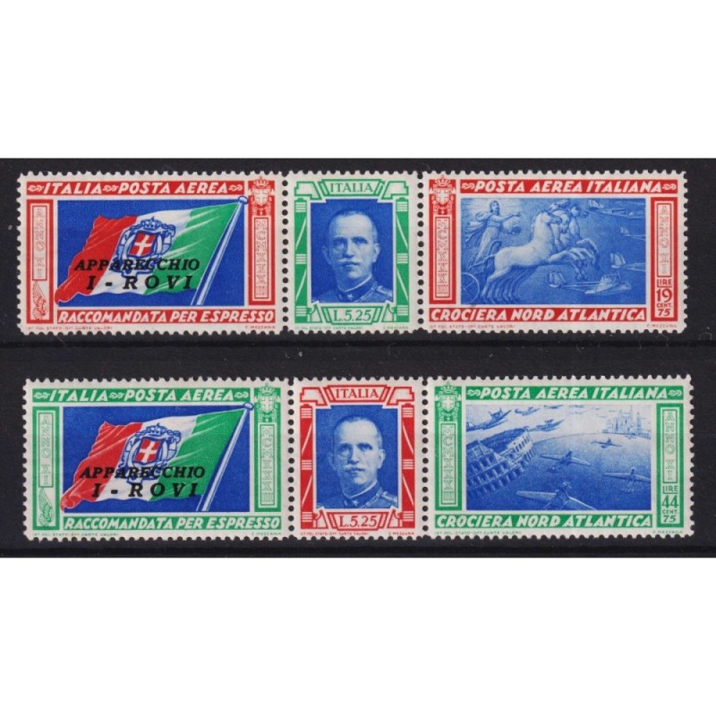 REGNO 1933 TRITTICI CROCIERA NORD ATLANTICA I – ROVI 2 V. G.I MNH**...