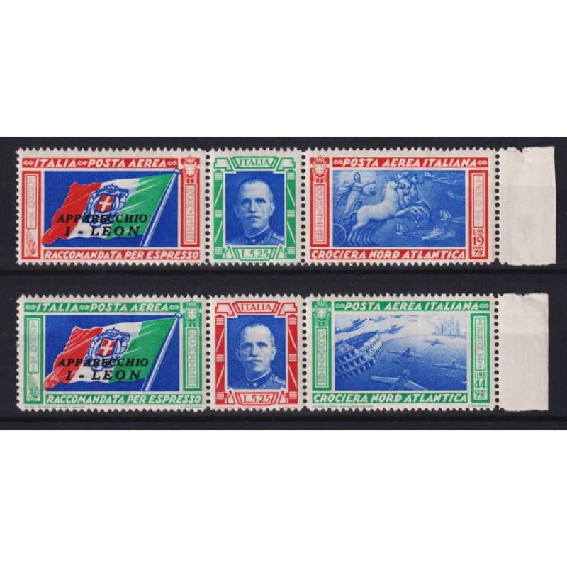 REGNO 1933 TRITTICI CROCIERA NORD ATLANTICA I – LEON 2 V. G.I MNH**...