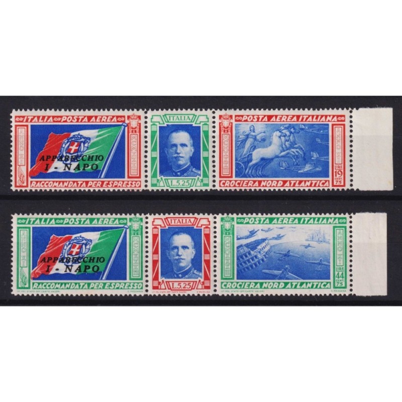 REGNO 1933 TRITTICI CROCIERA NORD ATLANTICA I – NAPO 2 V. G.I MNH**...