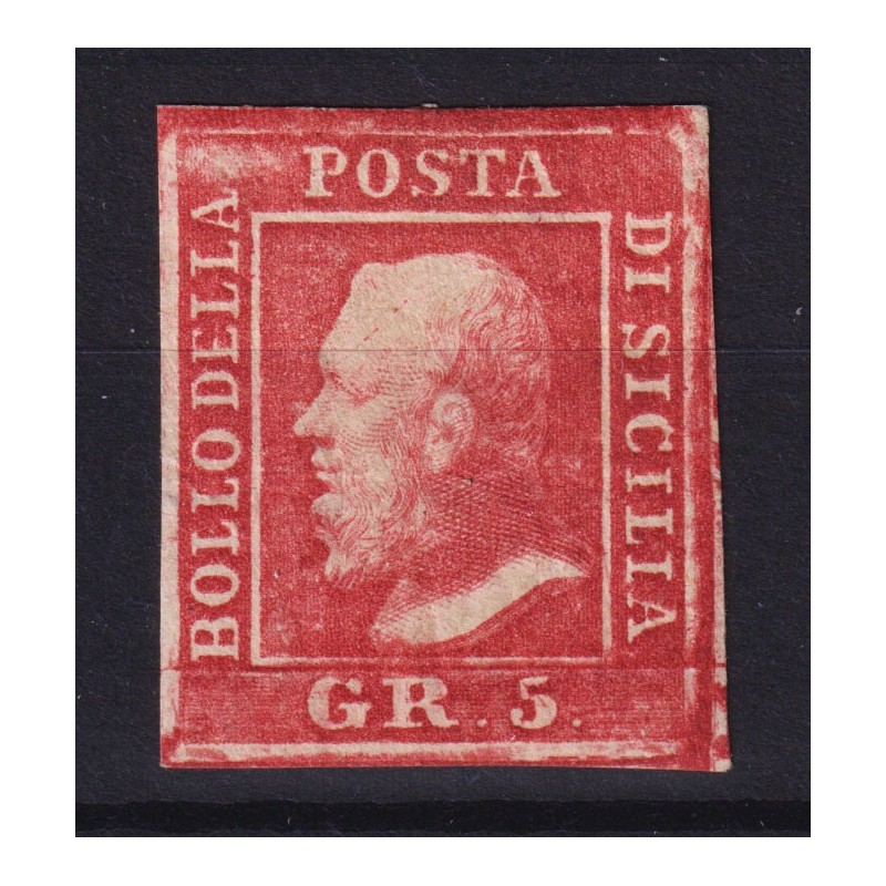 SICILIA 1859 5 GRANA ROSA CARMINIO I TAV. N.9 G.O MH* CERT.  | Fila...
