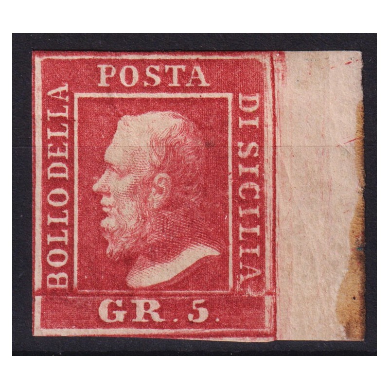 SICILIA 1859 5 GRANA CARMINIO I TAV. N.9a G.O MH* CERT.  | Filateli...