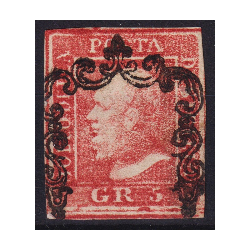 SICILIA 1859 5 GRANA ROSA VERMIGLIO I TAV. N.9e US. CERT.  | Filate...
