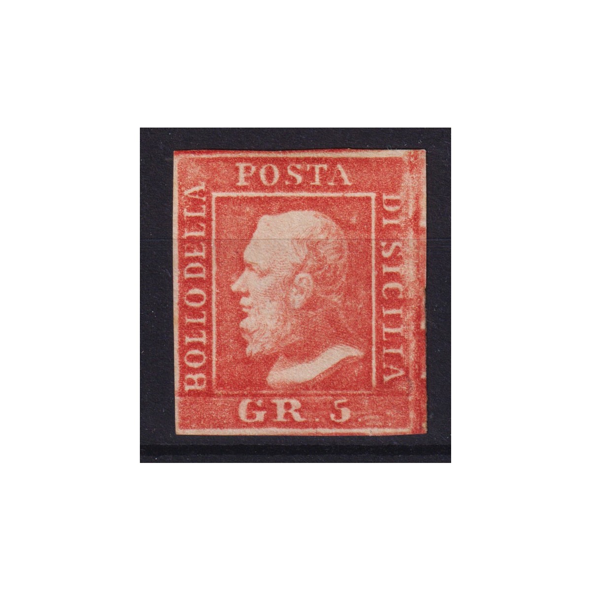 SICILIA 1859 5 GRANA VERMIGLIO CHIARO I TAV. N.10 G.O MH* CERT. | ... SICILIA 1859 5 GRANA VERMIGLIO CHIARO I TAV. N.10 G.O MH* CERT. | ...