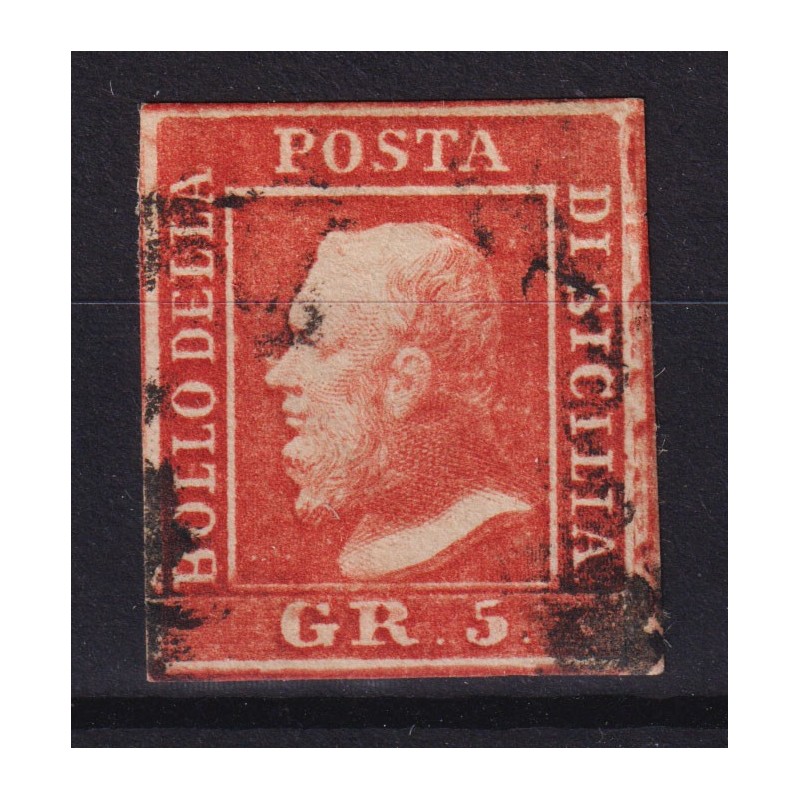 SICILIA 1859 5 GRANA VERMIGLIO I TAV. N.10a US. CERT.  | Filatelia ...