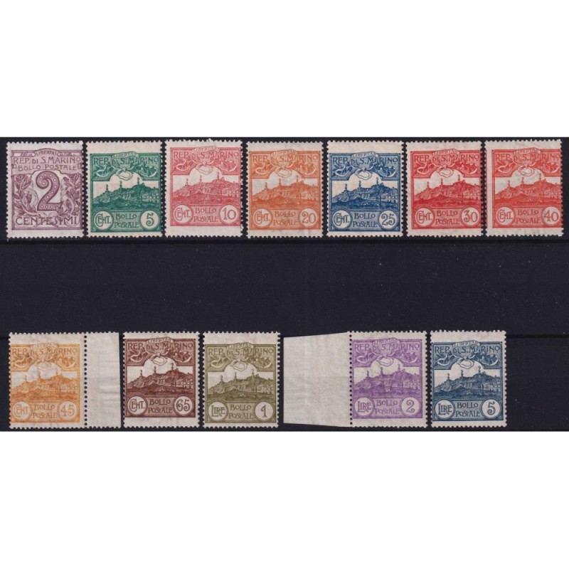 SAN MARINO 1903 CIFRA E VEDUTA 12 VALORI G.I MNH** CERT.  | Filatel...