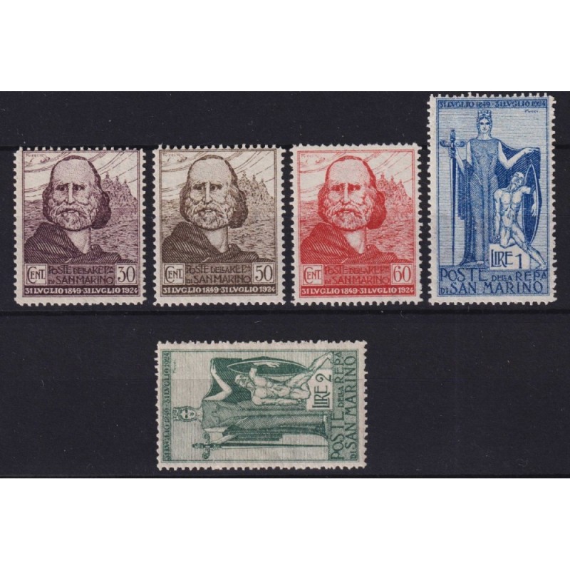 SAN MARINO 1924 RITIRATA DI GARIBALDI 5 VALORI G.I MNH**  | Filatel...