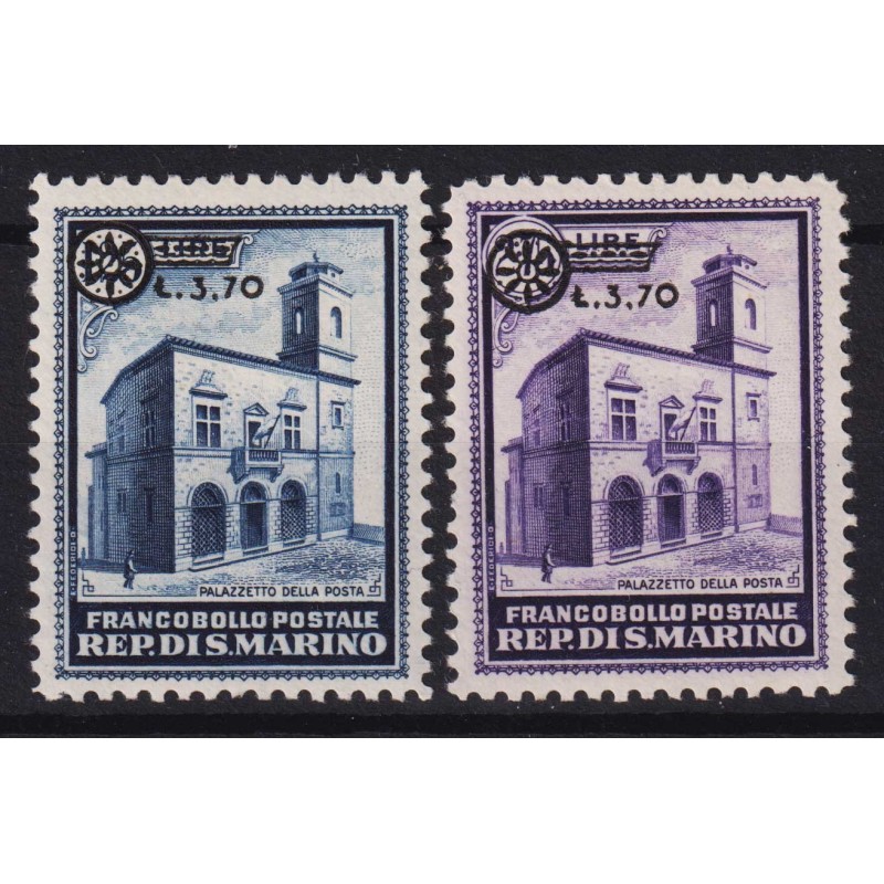SAN MARINO 1934 PALAZZETTO DELLA POSTA 2 V. N.184-185 G.I MNH** CER...