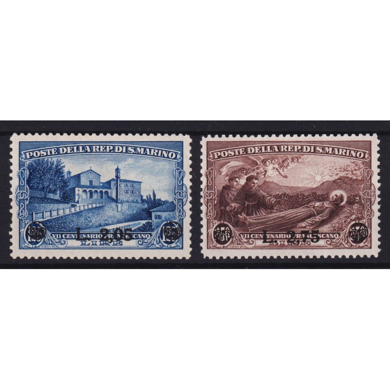 SAN MARINO 1936 SAN FRANCESCO SOPRASTAMPATO 2 V. G.I MNH**  | Filat...