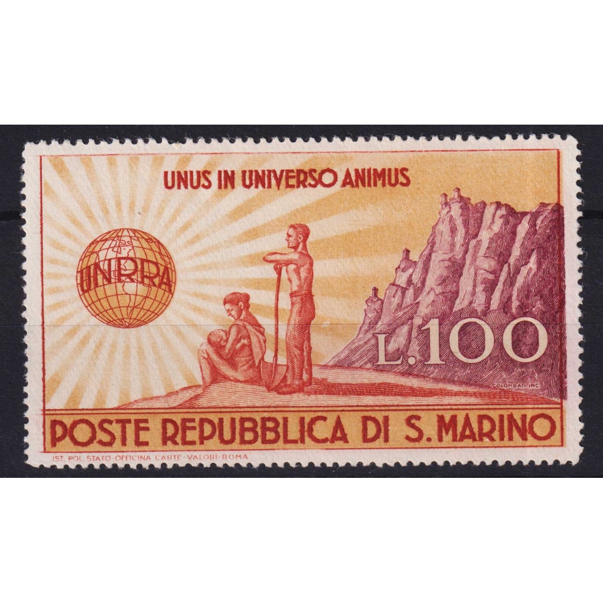 SAN MARINO 1946 UNRRA 100 LIRE G.I MNH** | Filatelia Meloni SAN MARINO 1946 UNRRA 100 LIRE G.I MNH** | Filatelia Meloni