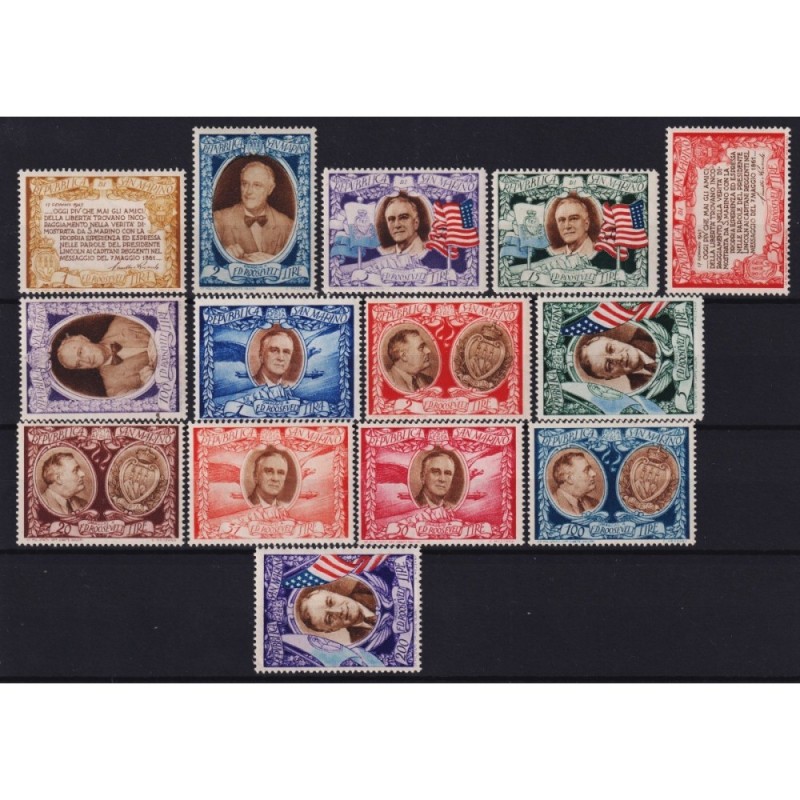 SAN MARINO 1947 PRESIDENTE STATI UNITI ROOSVELT 14 V. G.I MNH**  | ...