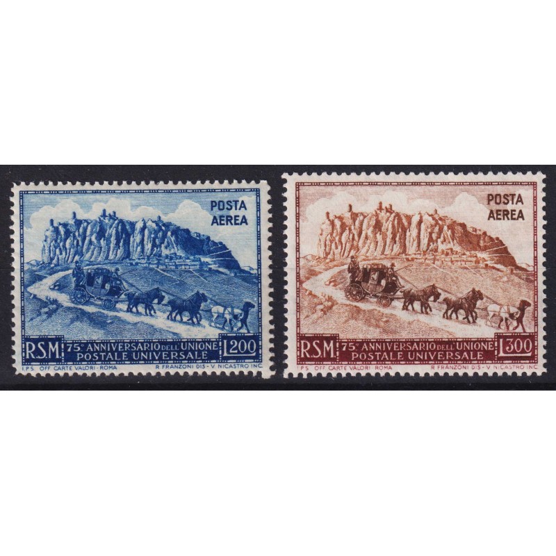 SAN MARINO 1950 1951 POSTA AEREA UPU 2 V. N.82-95 G.I MNH**  | Fila...