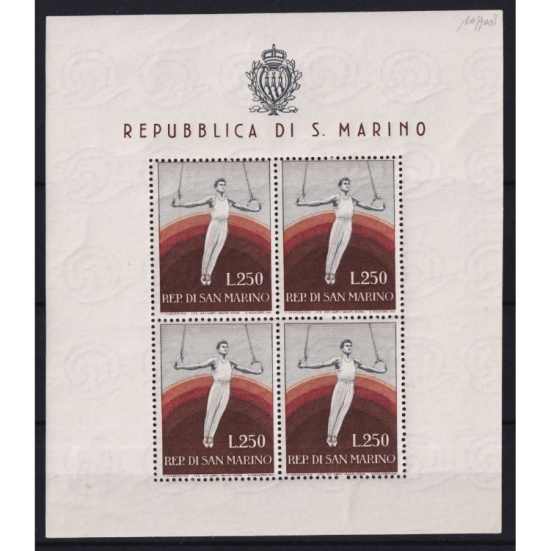 SAN MARINO 1955 FOGLIETTO PROPAGANDA SPORTIVA N.17 G.I MNH** CERT. ...