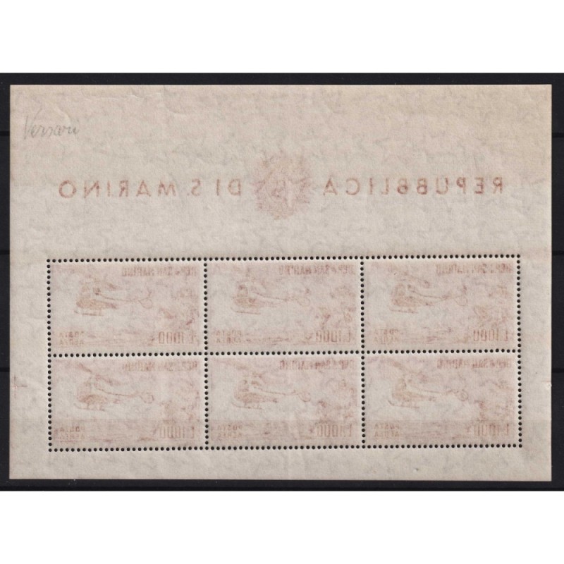 SAN MARINO 1961 FOGLIETTO ELICOTTERO N.22 G.I MNH**  | Filatelia Me...
