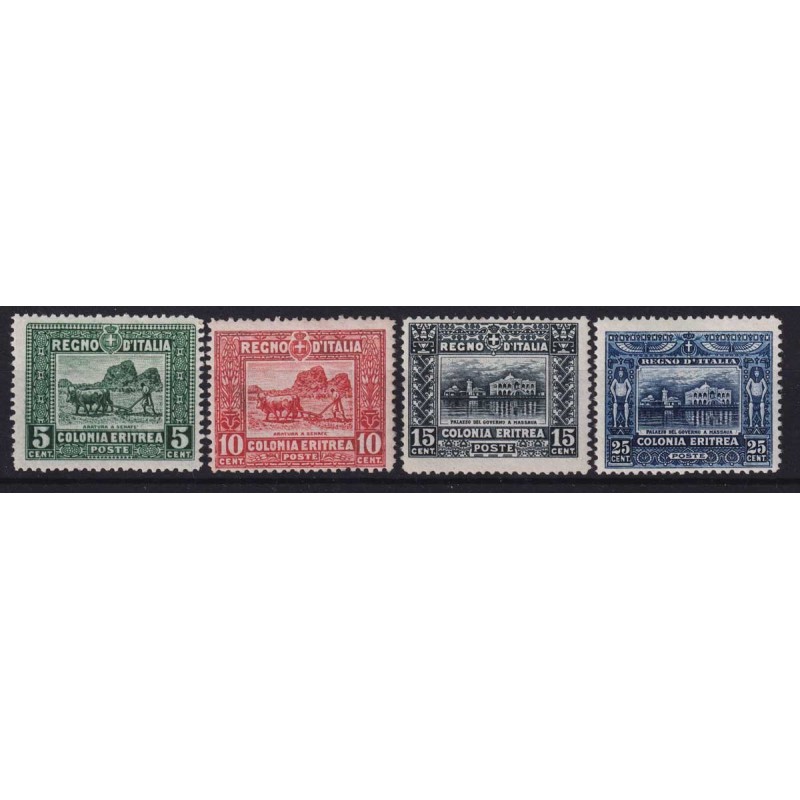 COLONIE ERITREA 1910-14 SOGGETTI AFRICANI 4 V. G.I MNH** CERT. BEN ...