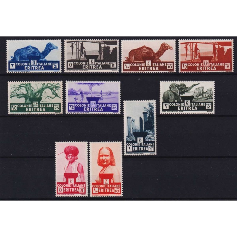 COLONIE ERITREA 1933 SOGGETTI AFRICANI 10 VALORI G.I MNH**  | Filat...