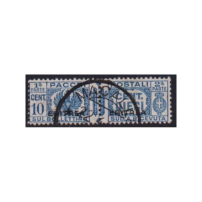COLONIE ERITREA 1927-37 PACCHI POSTALI 10 CENTESIMI N.22 US. CERT. ...