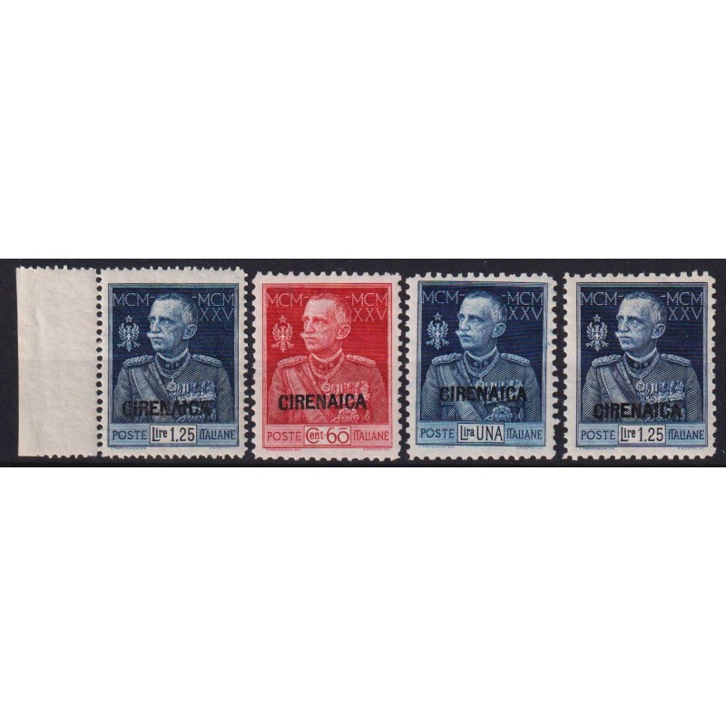 COLONIE CIRENAICA 1925-26 GIUBILEO DEL RE 4 V. RARO N.23-26 G.I MNH...