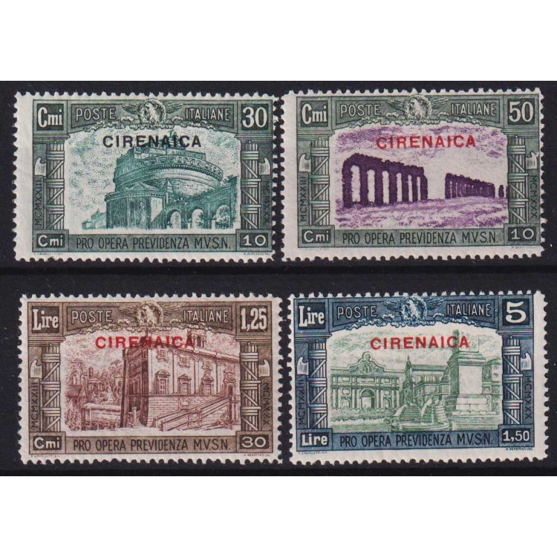 COLONIE CIRENAICA 1930 MILIZIA III 4 VALORI G.O MH*  | Filatelia Me...