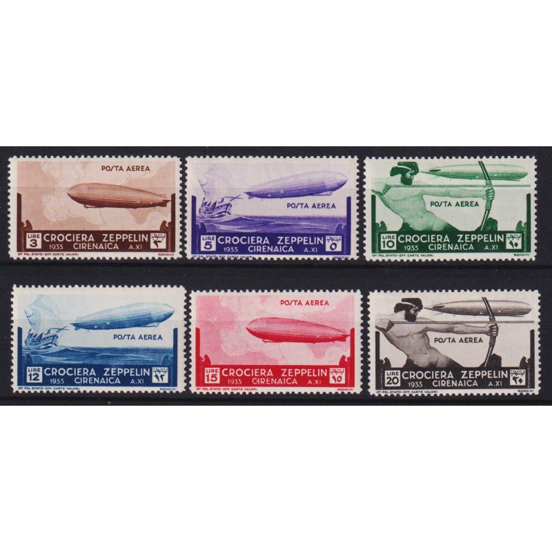 COLONIE CIRENAICA 1933 P/A CROCIERA ZEPPELIN 6 VALORI G.I MNH**  | ...