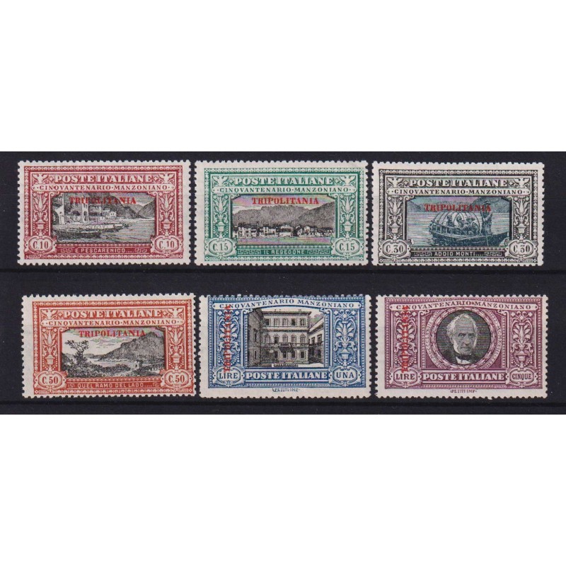 COLONIE TRIPOLITANIA 1924 MANZONI 6 VALORI G.I MNH** CERT.  | Filat...