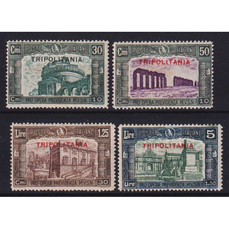 COLONIE TRIPOLITANIA 1930 MILIZIA III 4 VALORI G.O MLH*  | Filateli...