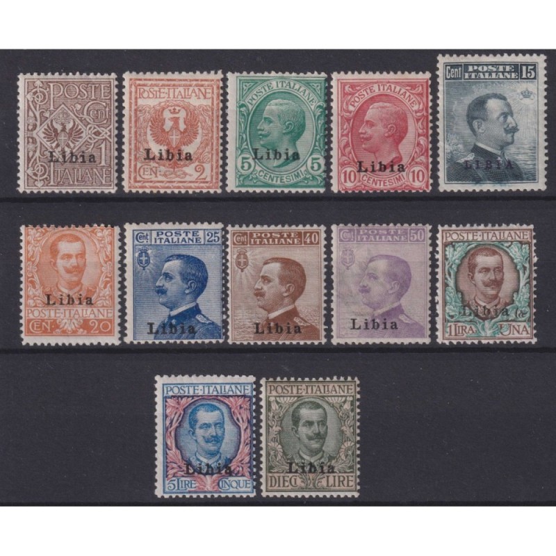 COLONIE LIBIA 1912-15 FRANCOBOLLI D'ITALIA SOPRASTAMPATI 12 V. G.I ...
