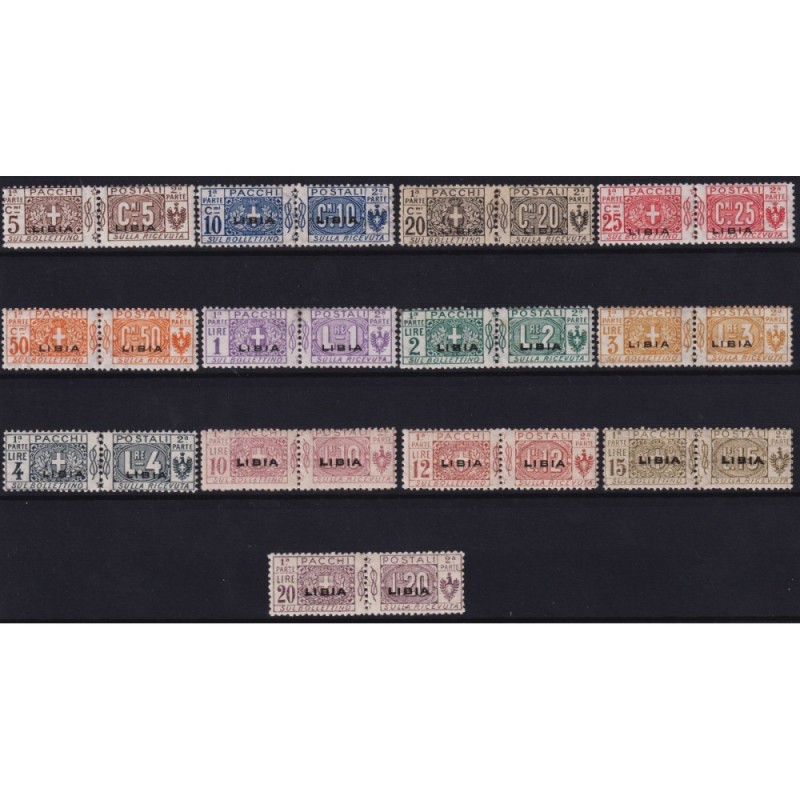 COLONIE LIBIA 1917-24 PACCHI POSTALI NODO 13 VALORI N.1-13 G.I MNH*...