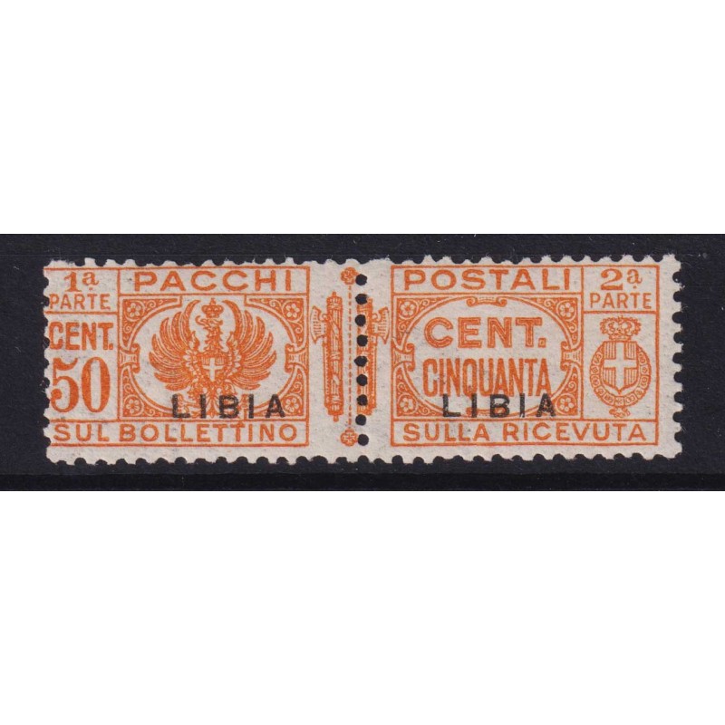 COLONIE LIBIA 1931 PACCHI POSTALI 50 CENTESIMI N.25 G.I MNH** CERT....