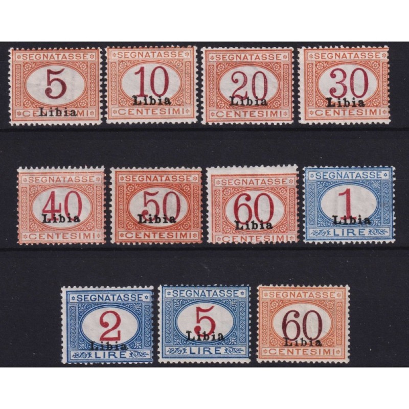 COLONIE LIBIA 1915 SEGNATASSE 10 VALORI N.1-10 G.I MNH**  | Filatel...