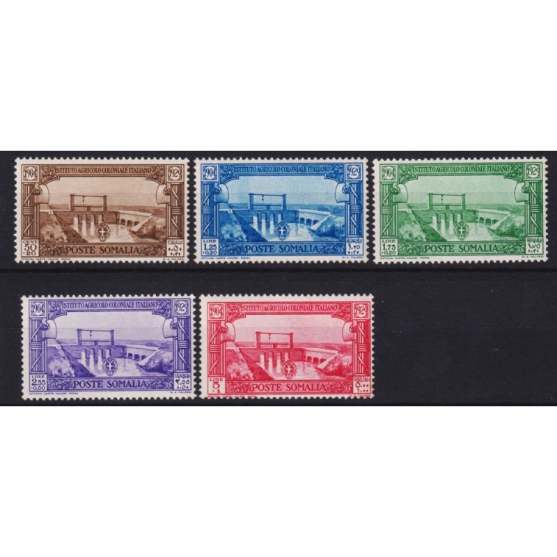 COLONIE SOMALIA 1930 PRO ISTITUTO AGRICOLO 5 VALORI G.I MNH**  | Fi...