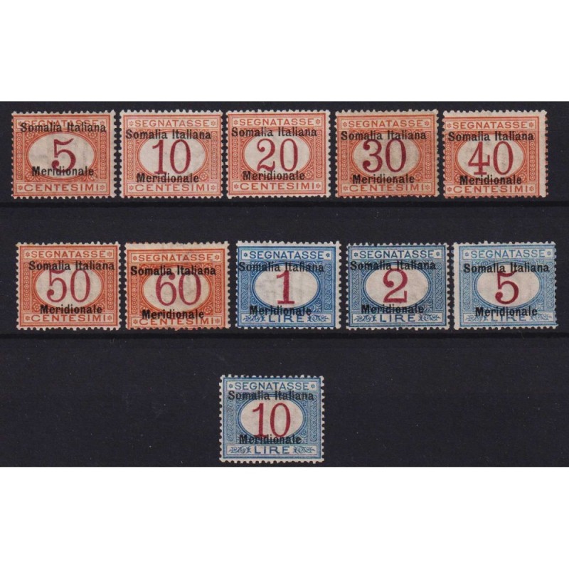 COLONIE SOMALIA 1906 SEGNATASSE 11 V. N.1-11 G.I MNH** CERT. CENTRA...