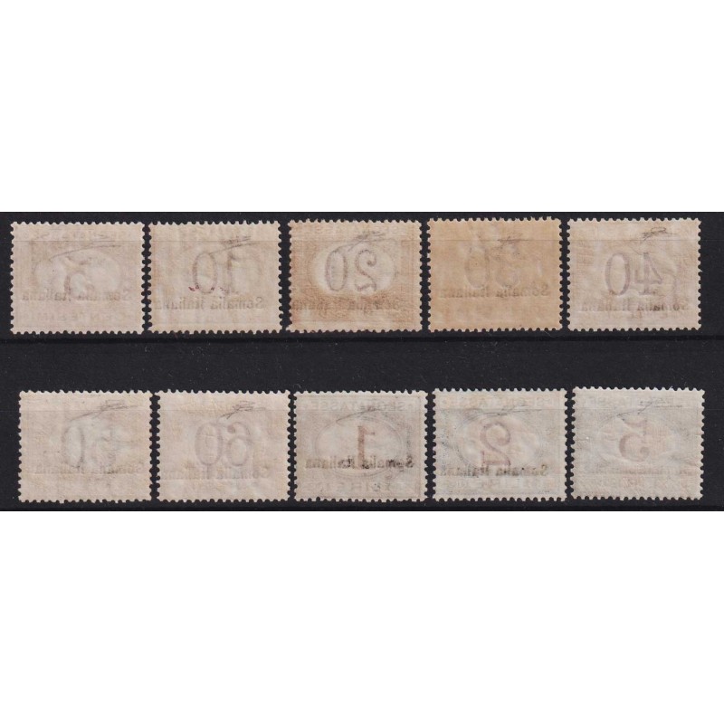 COLONIE SOMALIA 1920 SEGNATASSE 10 V. N.23-32 G.I MNH** CERT. BEN C...