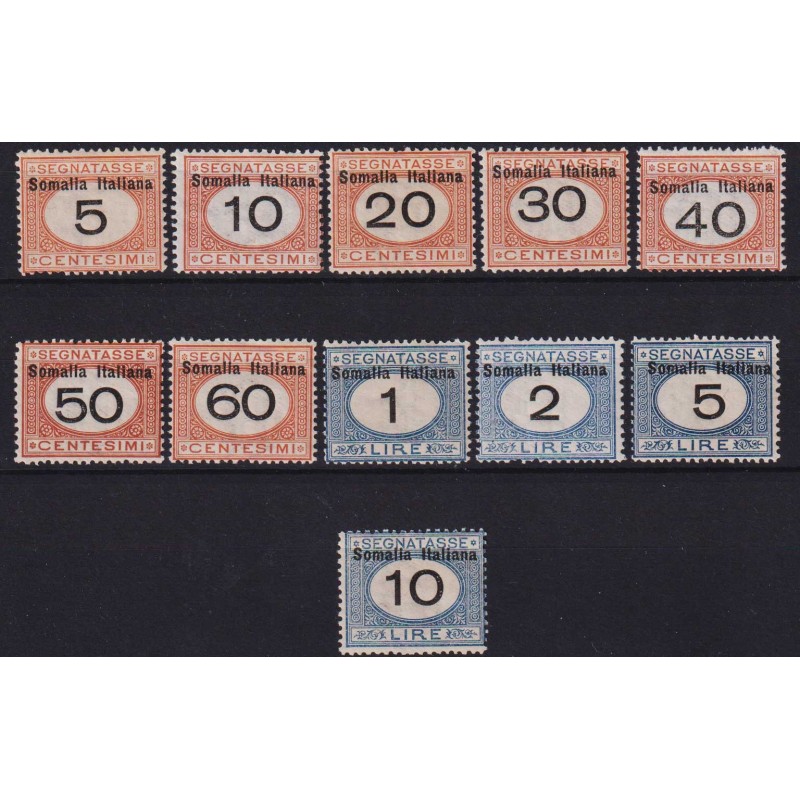 COLONIE SOMALIA 1926 SEGNATASSE 11 V. N.41-51 G.I MNH** CERT.  | Fi...
