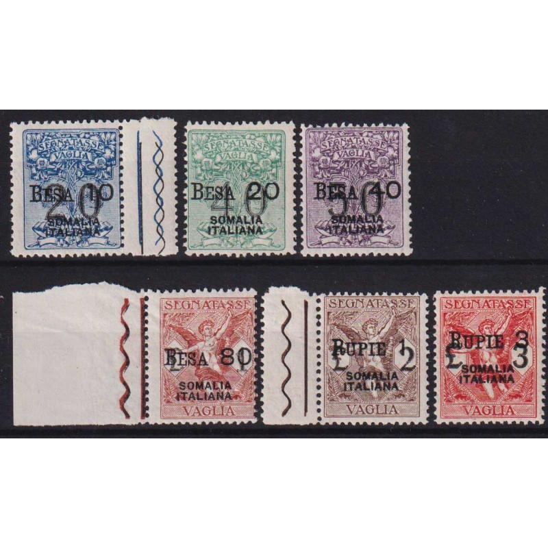 COLONIE SOMALIA 1924 SEGNATASSE PER VAGLIA 6 V. N.1-6 G.I MNH** CER...