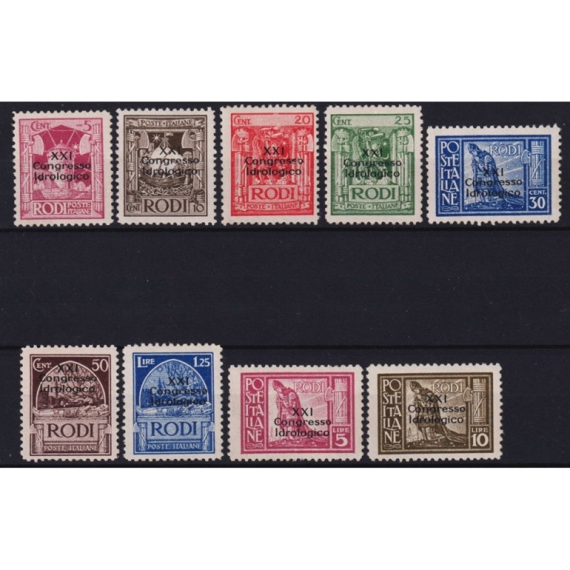 COLONIE EGEO 1930 XXI CONGRESSO IDROLOGICO 9 VALORI G.I MNH** CERT....