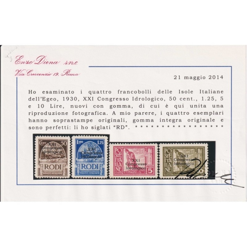 COLONIE EGEO 1930 XXI CONGRESSO IDROLOGICO 9 VALORI G.I MNH** CERT....