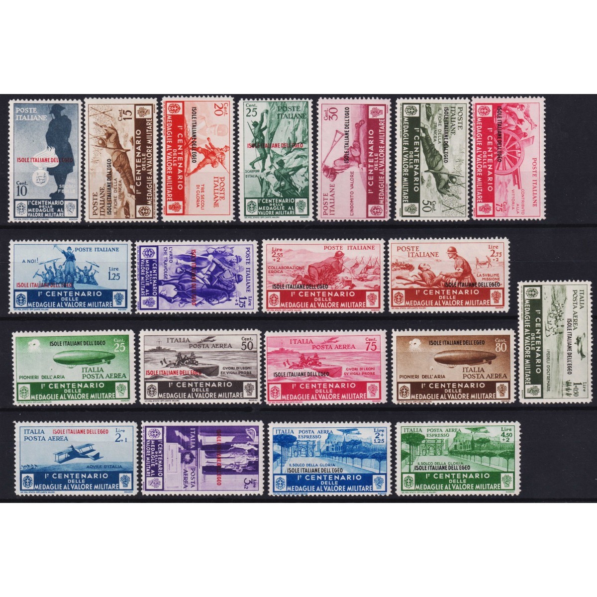 COLONIE EGEO 1934 MEDAGLIE AL VALOR MILITARE 20 V. G.I MNH** CERT. ... COLONIE EGEO 1934 MEDAGLIE AL VALOR MILITARE 20 V. G.I MNH** CERT. ...